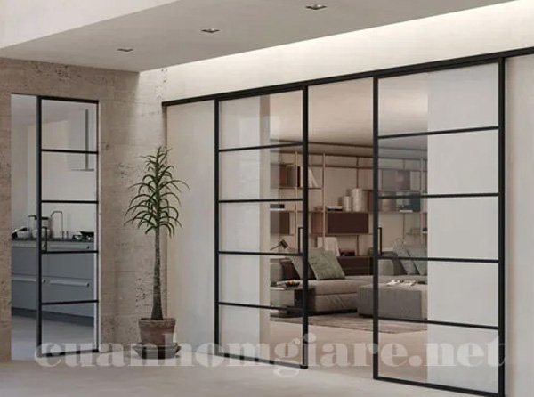 giá vách ngăn nhôm kính cửa lùa