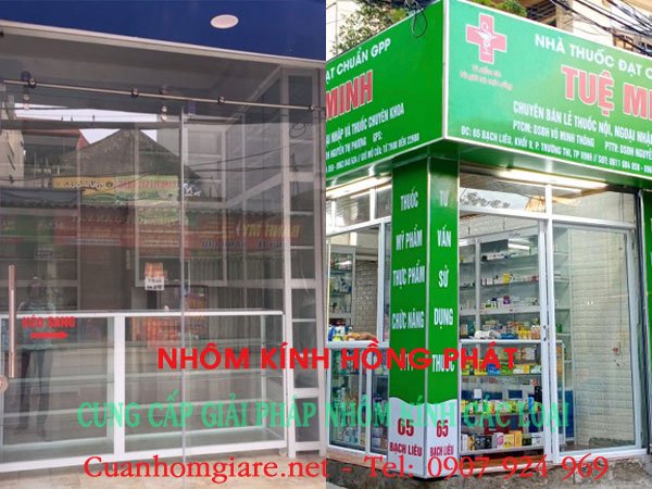 cửa nhôm kính quầy thuốc