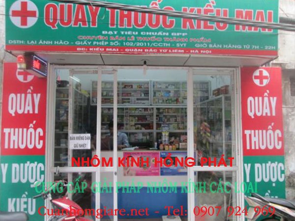 quy trình thi công cửa nhôm kính quầy thuốc