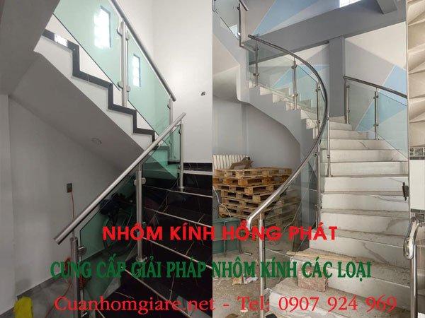 quy trình thi công mẫu cầu thang kính tay vịn inox