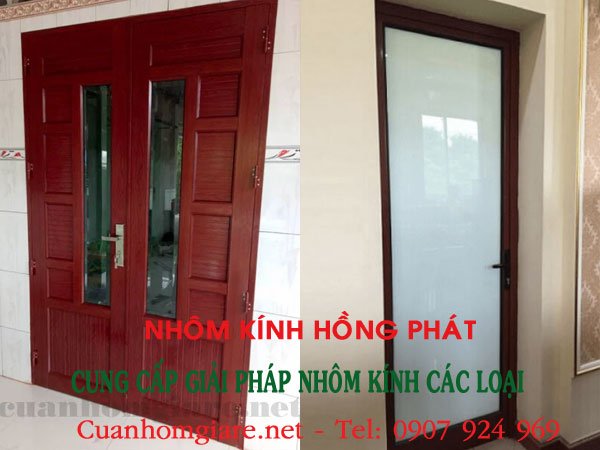 giá cửa nhôm giả gỗ phòng ngủ
