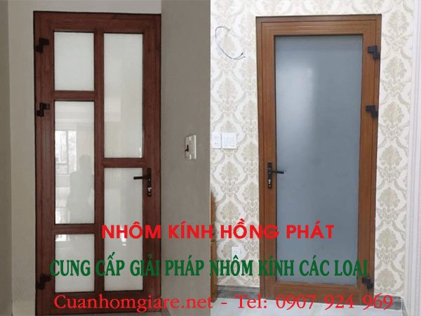 giá cửa nhôm giả gỗ phòng ngủ