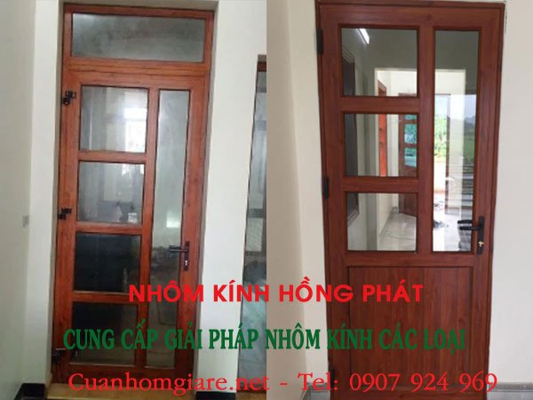 giá cửa nhôm giả gỗ phòng ngủ