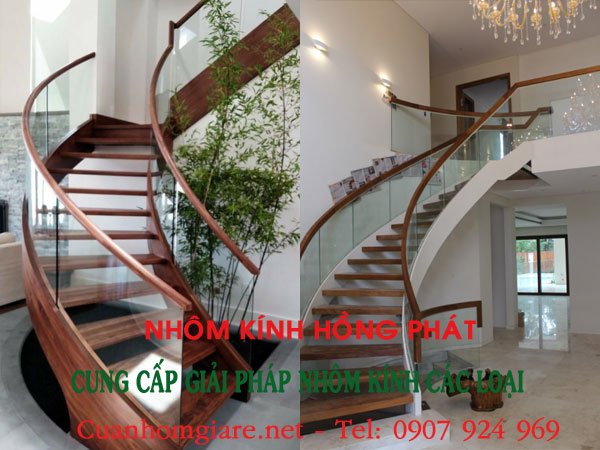 7 Lý do cầu thang kính tay vịn gỗ tròn dẫn đầu xu hướng nội thất tại Tphcm 5 cau-thang-kinh-tay-vin-go-tron