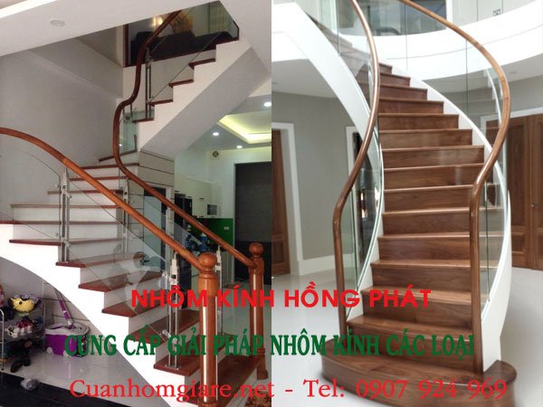 7 Lý do cầu thang kính tay vịn gỗ tròn dẫn đầu xu hướng nội thất tại Tphcm 4 cau-thang-kinh-tay-vin-go-tron