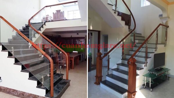 7 Lý do cầu thang kính tay vịn gỗ tròn dẫn đầu xu hướng nội thất tại Tphcm 1 cauthangkinhtayvingotron4