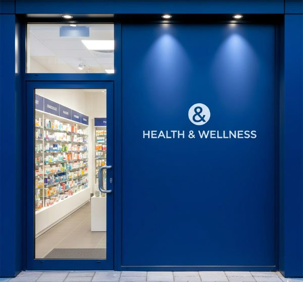 Mẫu Cửa Kính Kết Hợp Vách Cố Định và Logo – Nhận diện Thương hiệu